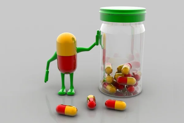 Pilules et bouteille — Photo