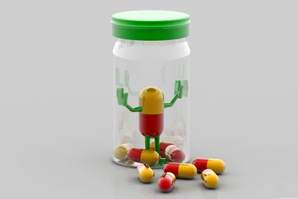 Pillole e bottiglia — Foto Stock