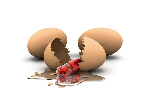 Jajko i serce wypełnione pigułka — Zdjęcie stockowe