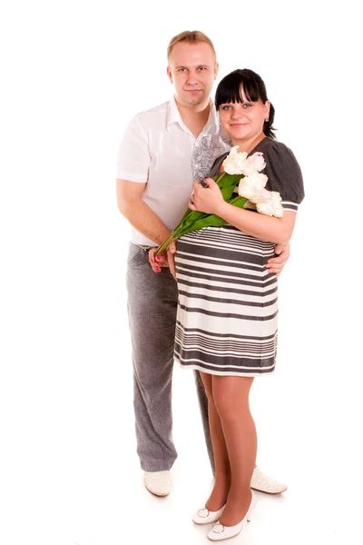 Těhotná žena a její manžel — Stock fotografie