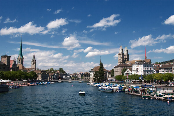 Summer view of the Zurich downtown