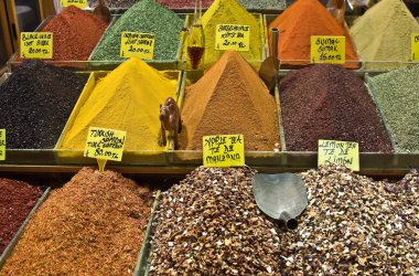 Colorful spices on the market clipart