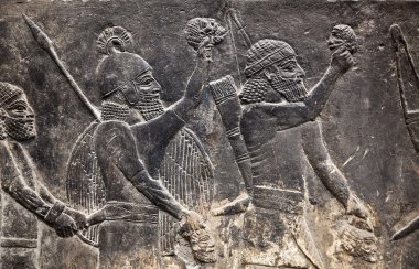 Ancient Assyrian wall carvings clipart