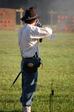 Man looks at his shot clipart