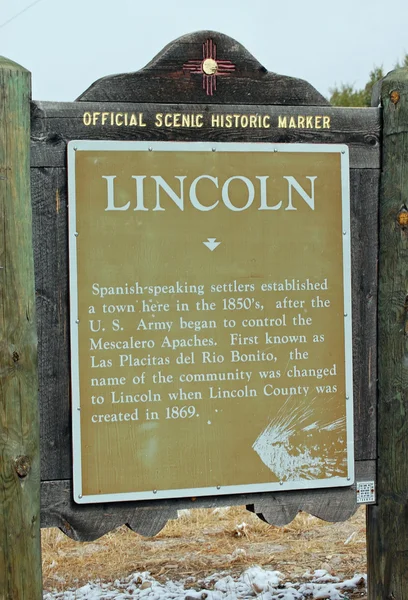 Lincoln Nowy Meksyk oficjalne malowniczego zabytkowego znacznik — Zdjęcie stockowe