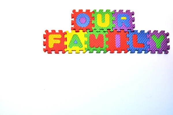 Our Family Connected Blocks Upper Right Hand Corner — Stock Photo, Image