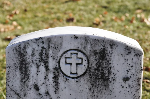 Cemetery Headstone with cross — Stock Photo, Image