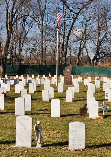 Cmentarza - wojskowy - flagi i Anioł — Zdjęcie stockowe