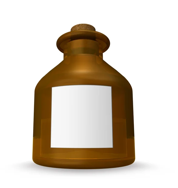 Brown bottle with blank label — Stock Photo, Image
