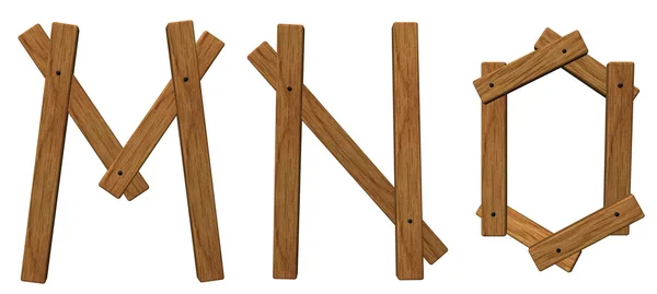 Дерев'яні букви mno — стокове фото