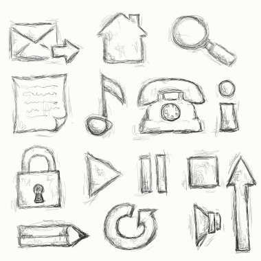 Drawn icon set clipart