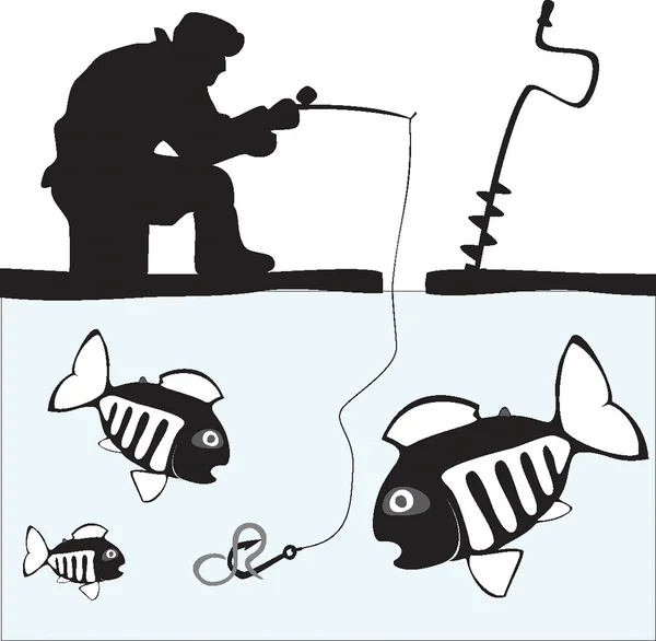 釣り。フィッシャー。魚. — ストックベクタ