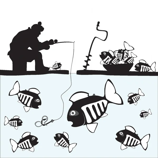 Fishing. Fisher. Fish. — Stock Vector