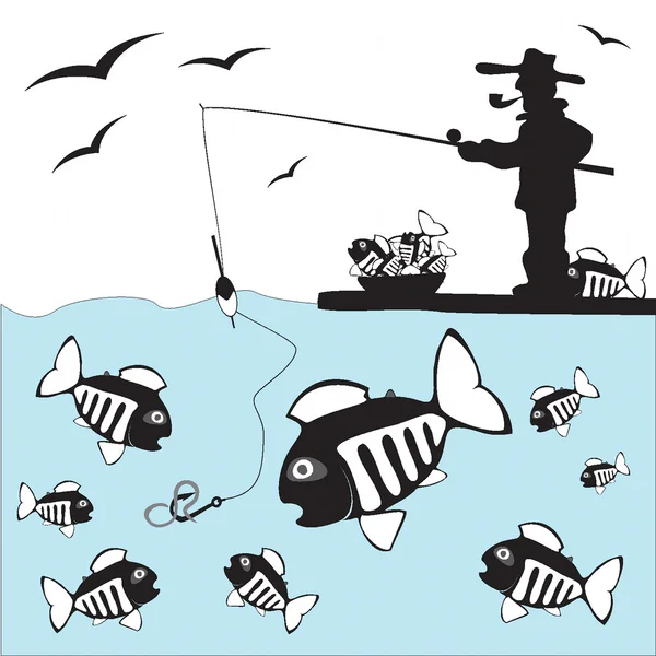 Pêche. Fisher. Poissons . — Image vectorielle