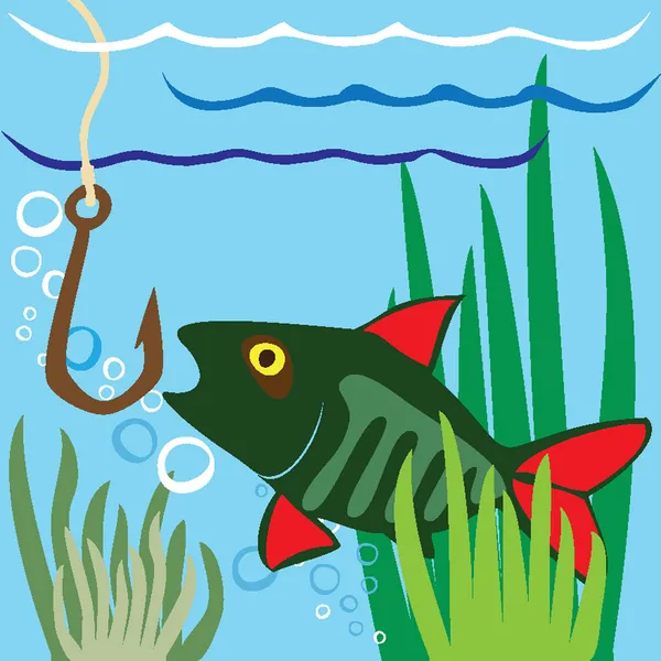 A pescar. O Fisher. Peixe . — Vetor de Stock