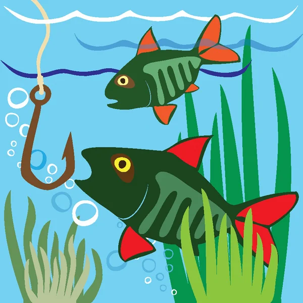 Pêche. Fisher. Poissons . — Image vectorielle