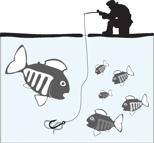 A pescar. O Fisher. Peixe . —  Vetores de Stock