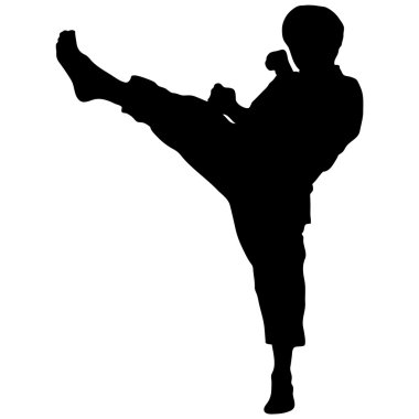 MARTIAL ARTS -BOY KARATE HIGH KICK clipart