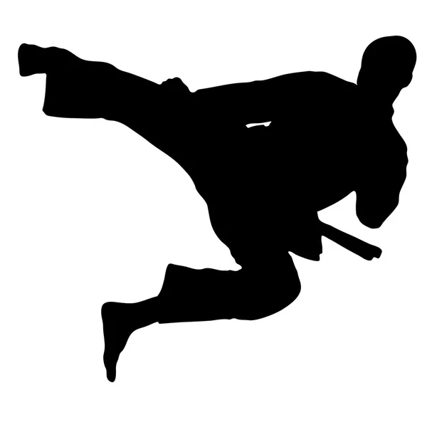 Martial arts - karate hoogspringen kick — Stockvector