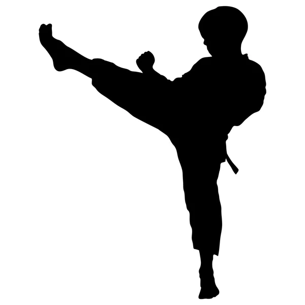 Dövüş sanatları-çocuk karate yüksek tekme — Stok Vektör