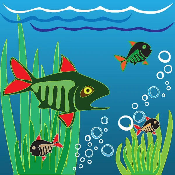 Beautiful colored small fishes. — Stock Vector