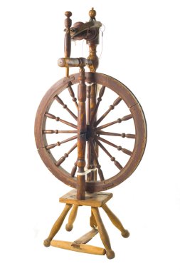 Antique vintage spinning-wheel,a distaff clipart