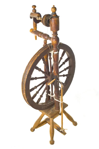 Antique vintage spinning-wheel,a distaff — Stock Photo, Image