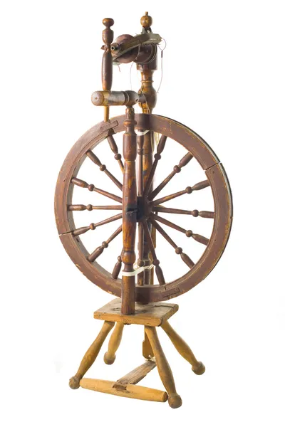 Roda giratória vintage antiga, um distaff — Fotografia de Stock