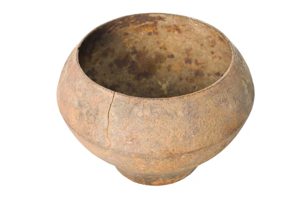 Vintage antique rusty pig-iron pot — Stock Photo, Image