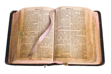 Old antique vintage open bible isolated clipart