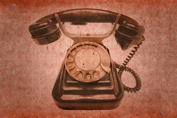 Eski vintage siyah telefon ile disk'i arar — Stok fotoğraf