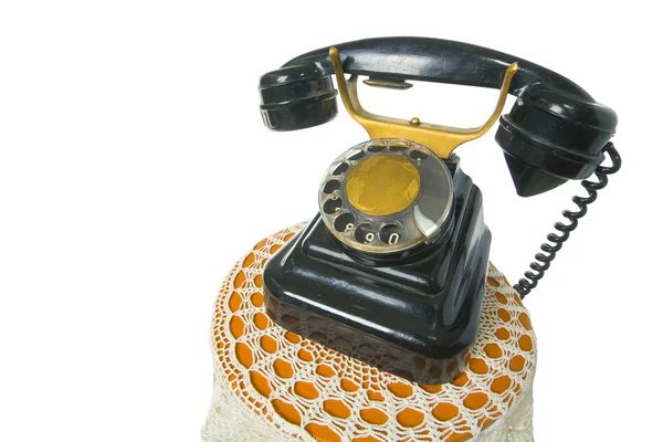 Vecchio telefono nero vintage con quadranti a disco . — Foto Stock