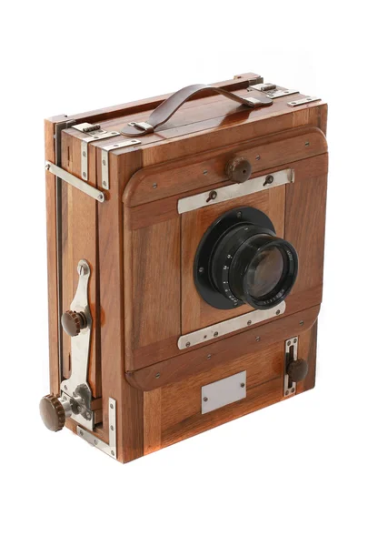 화이트에 오래 된 빈티지 사진 카메라. — 스톡 사진