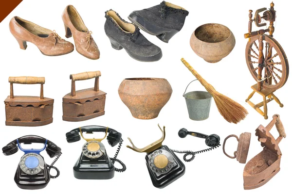 Vintage home objects big set isolated. — Stock Photo, Image