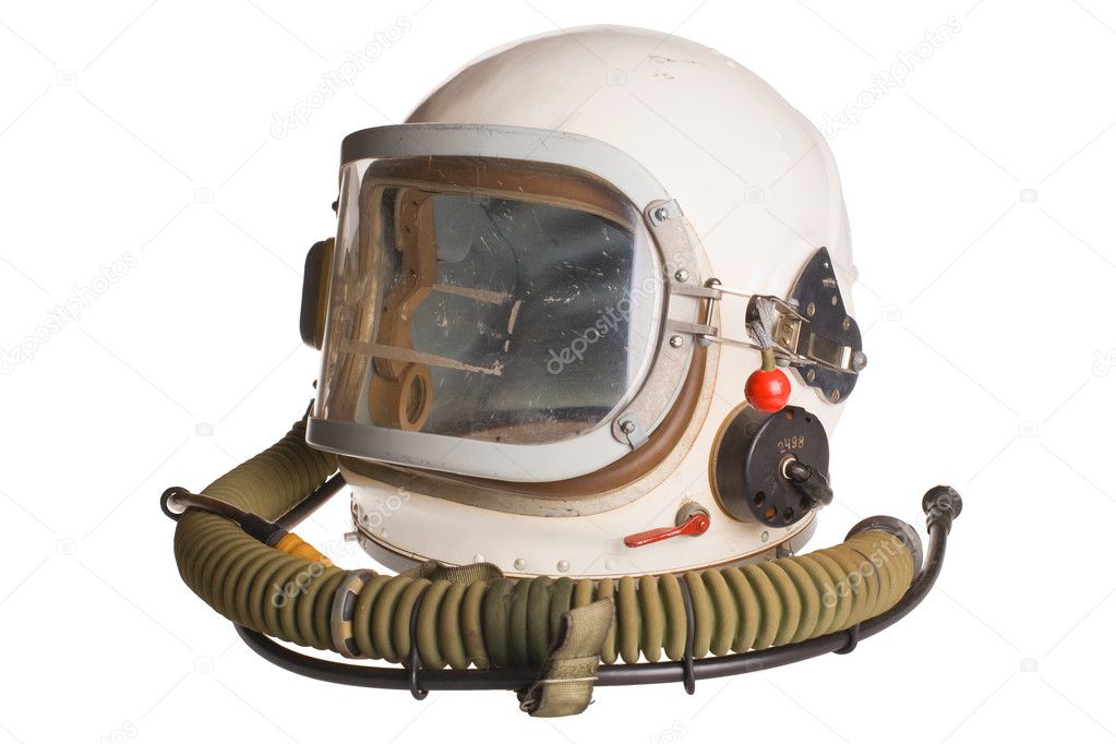 White russian soviet red army aviator helmet isolated