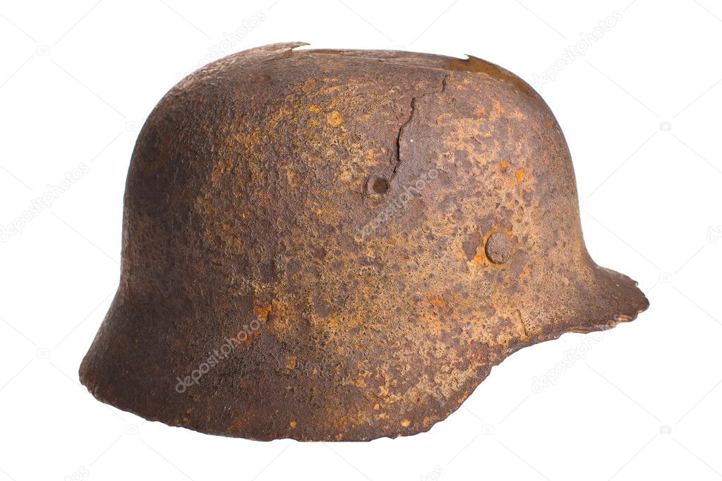Old German rusty helmet.