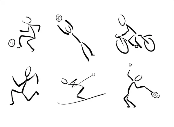 Stickmans as sport pictograms — Stock Vector