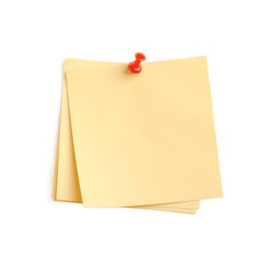 Yellow paper note with red pin clipart