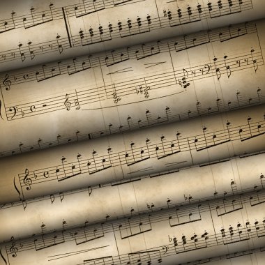 eski müzik notaları rulo