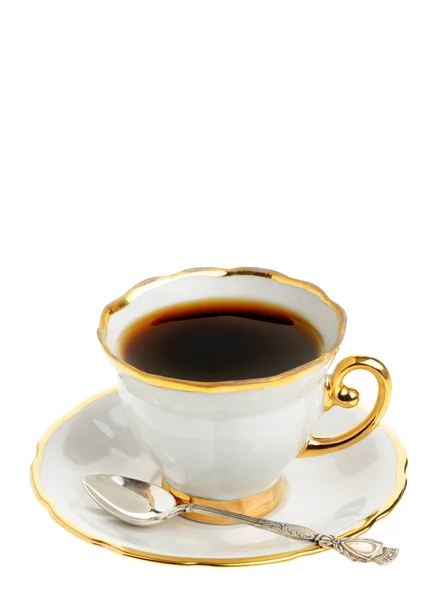 Elegante tazza di caffè con cucchiaio d'argento — Foto Stock