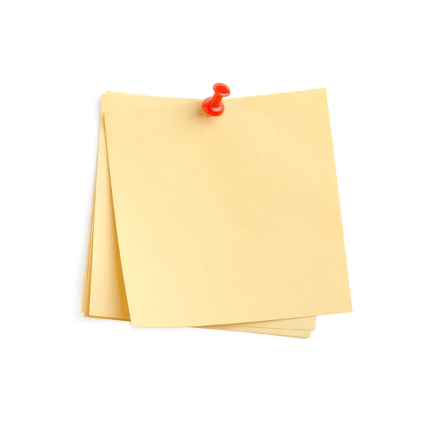 Geel papier opmerking met rode pin — Stockfoto