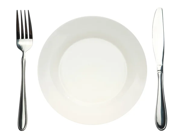 Tallrik, kniv och gaffel — Stockfoto