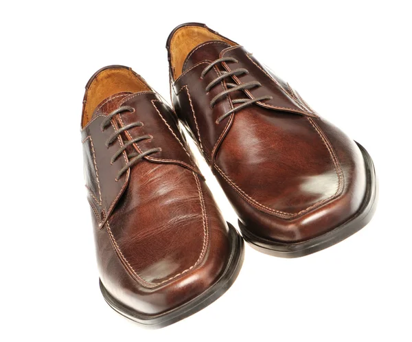 Dvojice boty hnědé kůže — Stock fotografie