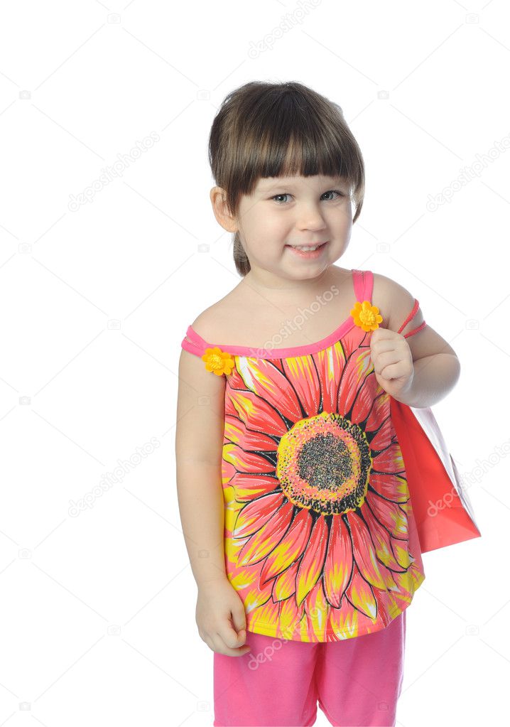 The little girl with color package
