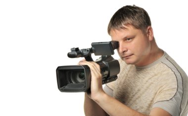 The man with a videocamera clipart