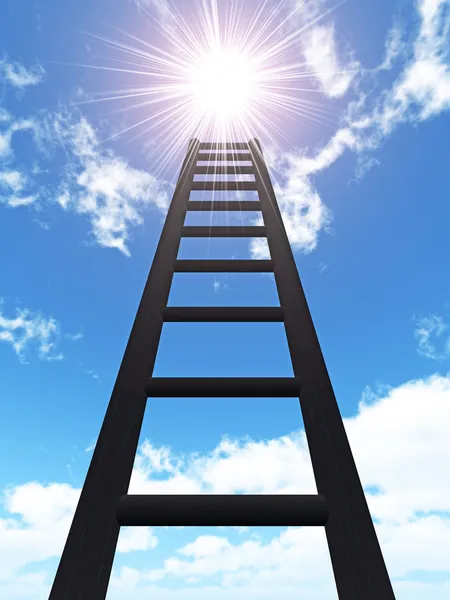 Лестница в небо и солнце — стоковое фото
