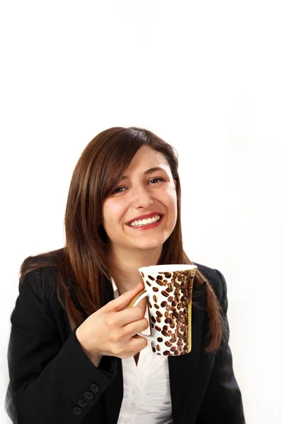 商业女性观察杯咖啡休息一下. — 图库照片