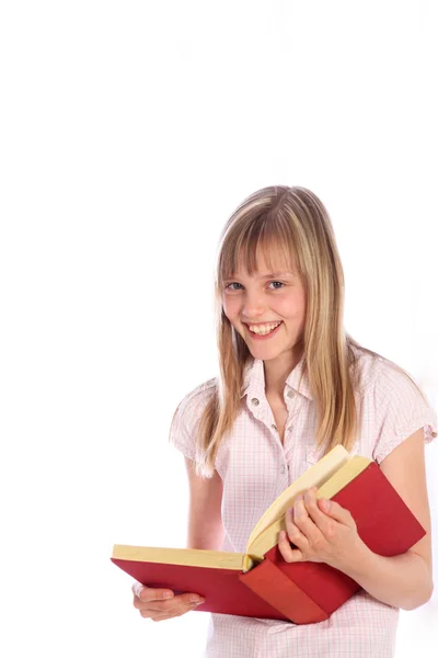 Menina loira com um livro — Fotografia de Stock