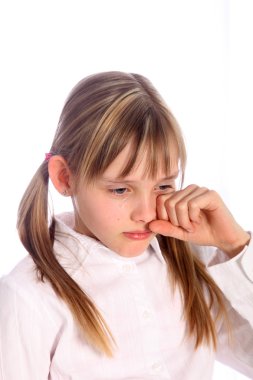 Blond, young girl crying clipart