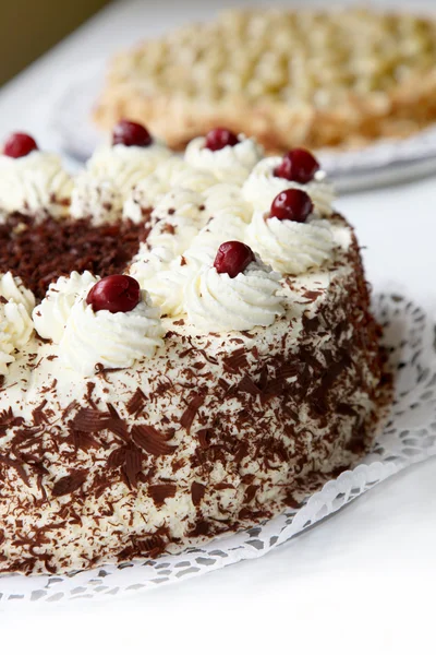Cherry cake with chocolate — Stok fotoğraf